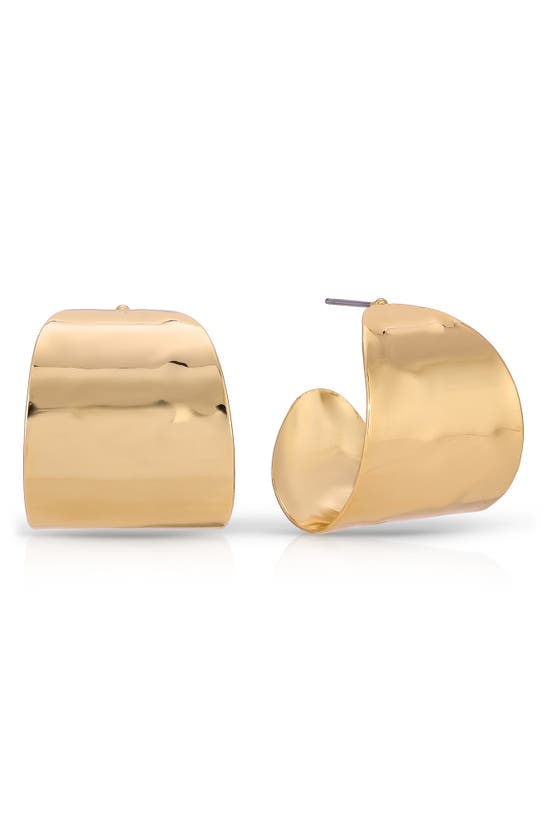 Shop Ettika Hammered Huggie Hoop Earrings In Gold