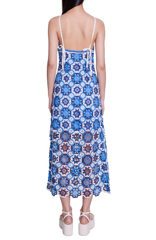 Shop Maje Crochet Maxi Dress In Blue