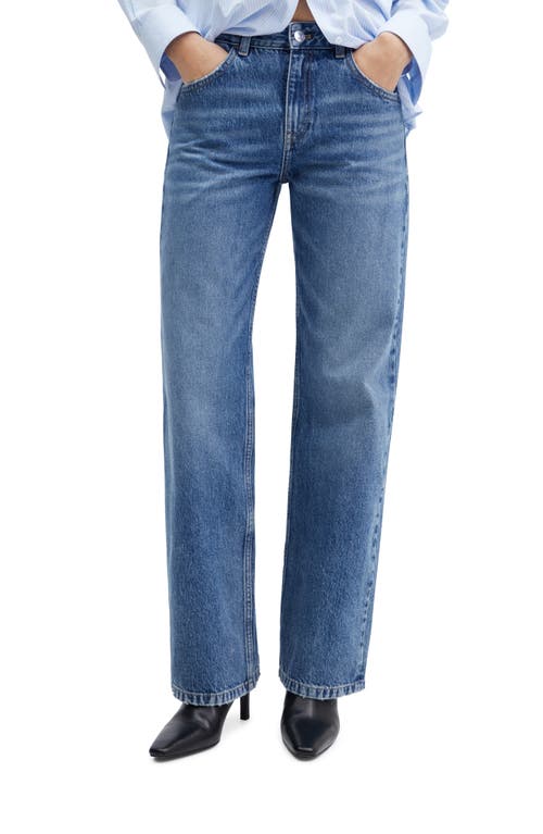 MANGO Mid Rise Straight Leg Jeans Medium Blue at Nordstrom,