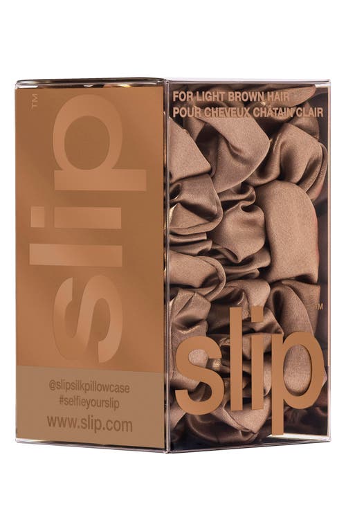 Slip 3-pack Large & Small Silk Scrunchie Set In Light Brown