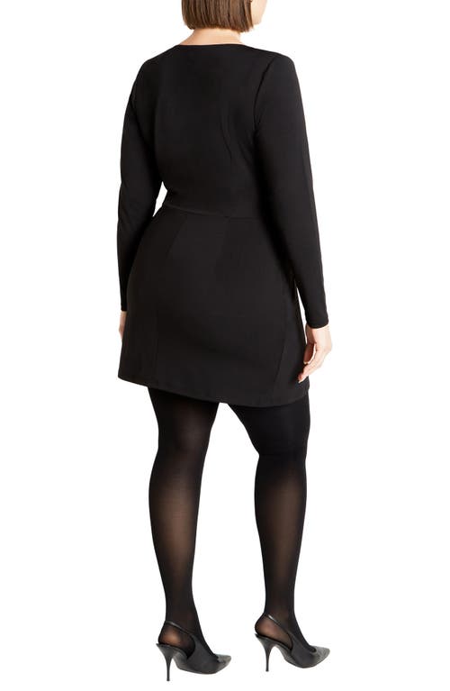City Chic Kasey Long Sleeve Dress In Black