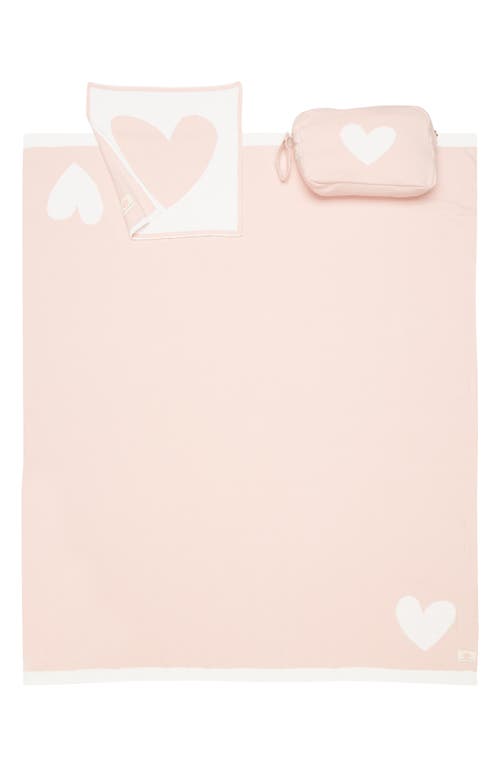 Pink Lemonade Heart Organic Cotton Baby Blanket & Travel Pouch Set in Pink Pearl/Ivory at Nordstrom