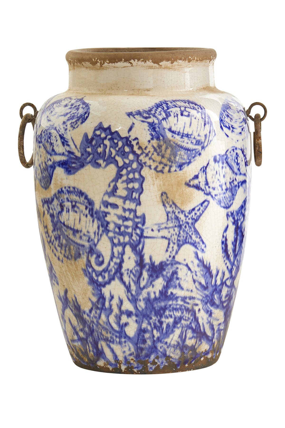 NEARLY NATURAL 10.5IN. NAUTICAL CERAMIC URN VASE,192897333375