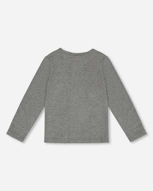 Shop Deux Par Deux Little Girl's Long Sleeve T-shirt Dark Grey In Med Grey Mix