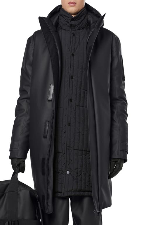 Rains Glacial Waterproof Overcoat in Black
