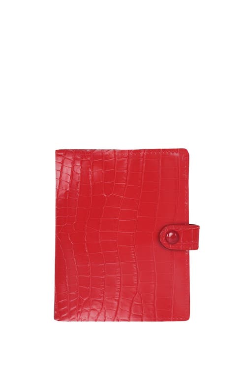 Shop Hyer Goods Upcycled Leather Passport Wallet With Zipper Coin Pocket In Bright Red Croco