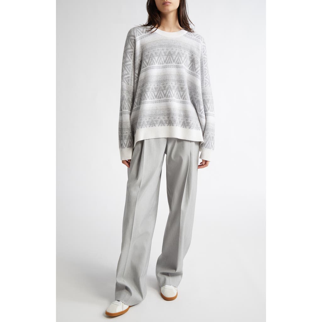 Johnstons Of Elgin Oversize Stripe Cashmere Sweater In Luna Colourway