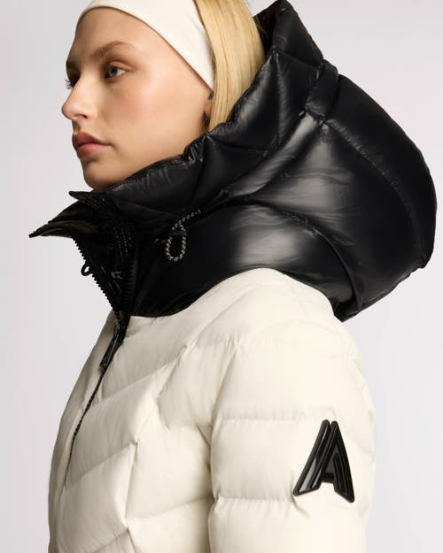 Alpenhaus Everlong Lightweight Herringbone Quilted Puffer With Lustre Detailing In Snow-white