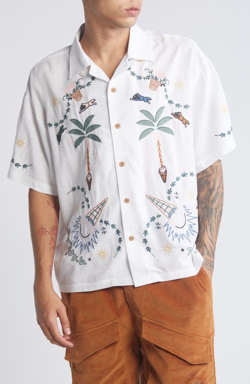 ICECREAM The Palms Embroidered Camp Shirt White at Nordstrom,