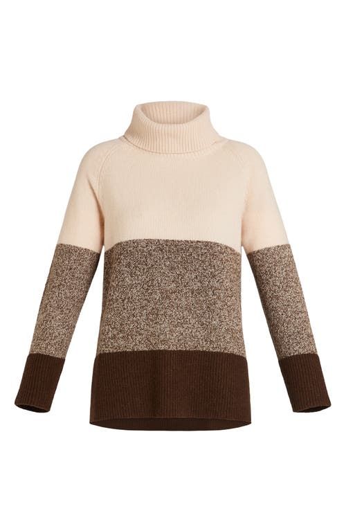 Shop Marina Rinaldi Danilo Colorblock Turtleneck Virgin Wool Sweater In Turtledove