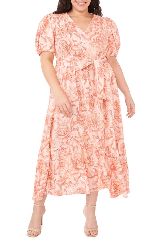 Floral Puff Sleeve Linen Blend Dress