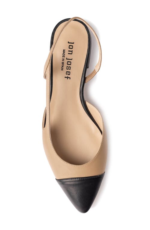 Shop Jon Josef Rio Slingback Pointy Cap Toe Flat In Black/tan Combo