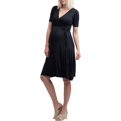 Nom Maternity Maya Wrap Maternity Dress, Black