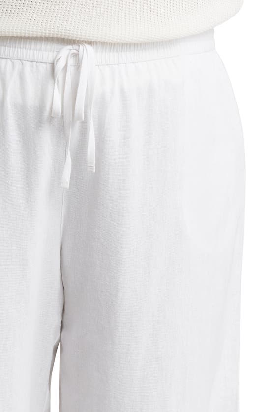 Caslon Tie Waist Wide Leg Crop Linen Blend Pants In White