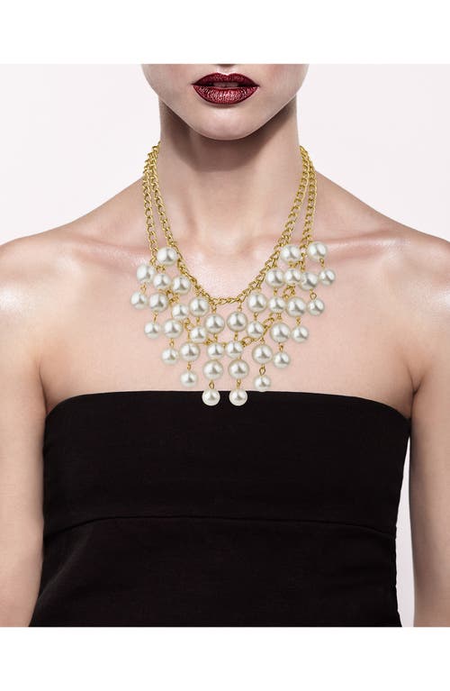 Shop Jardin Imitation Pearl Drop Layered Necklace In White/gold