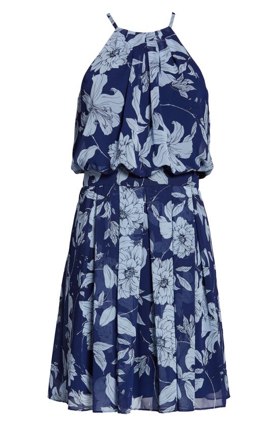 Shop Eliza J Floral Print Halter Dress In Navy
