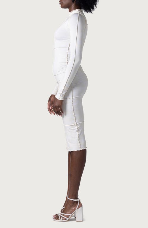 Honor The Gift Lettuce Edge Long Sleeve Body-con Dress In Cream