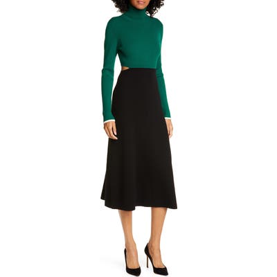 A.l.c. Leander Long Sleeve Rib Sweater Dress, Green