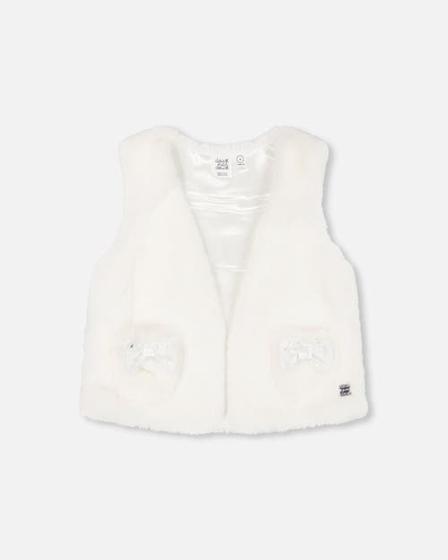Deux Par Deux Little Girl's Faux Fur Vest Off White In Off White