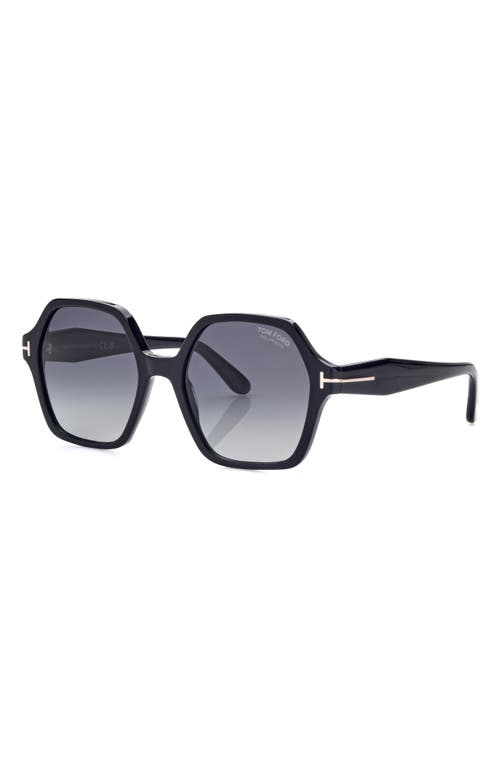 Shop Tom Ford Romy 56mm Polarized Geometric Sunglasses In Shiny Black/smoke Polarized