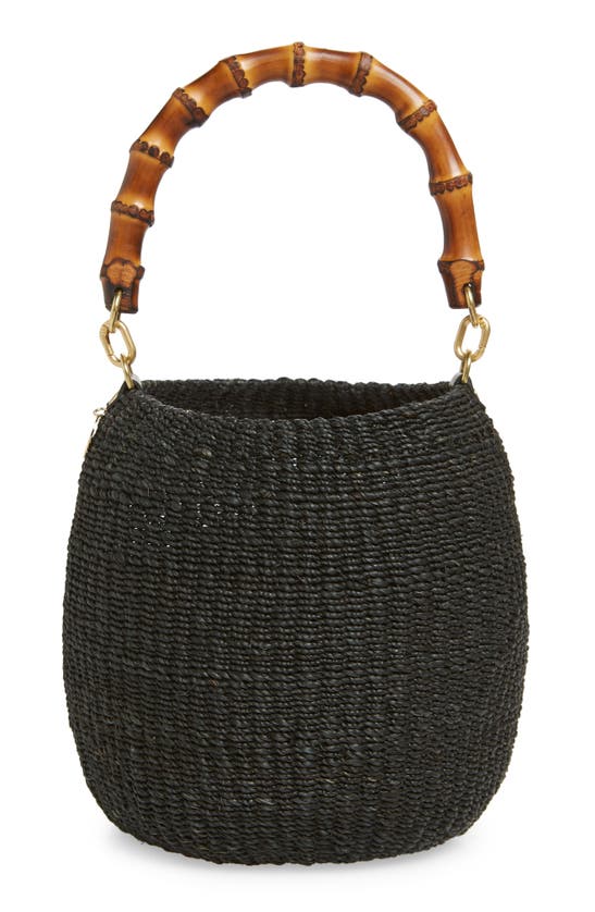 Clare V Pot De Miel Bamboo Top-handle Basket Bag In Black