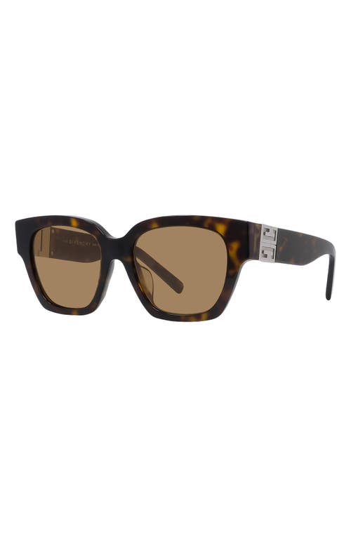 Shop Givenchy 4g 53mm Square Sunglasses In Dark Havana/roviex