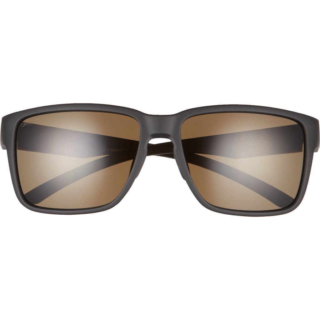 Smith Emerge 60mm Polarized Rectangle Sunglasses In Matte Black/grey Green