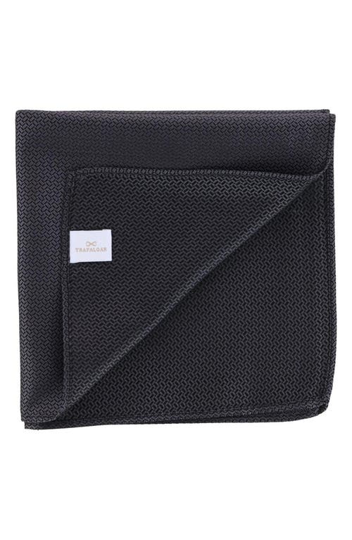 The Monte Bello Interlocked Silk Pocket Square in Black