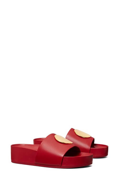 Tory Burch Patos Platform Slide Sandal In Tory Red/gold