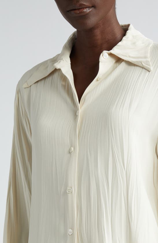 Shop Bite Studios Maisie Plissé Button-up Shirt In Cream