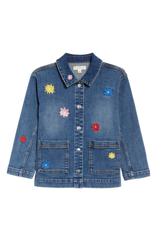 Tucker + Tate Kids' Floral Appliqué Denim Jacket in Bleached Out Wash Flowers