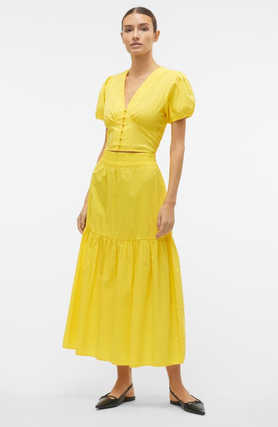 Shop Vero Moda Tiered Maxi Skirt In Lemon Zest