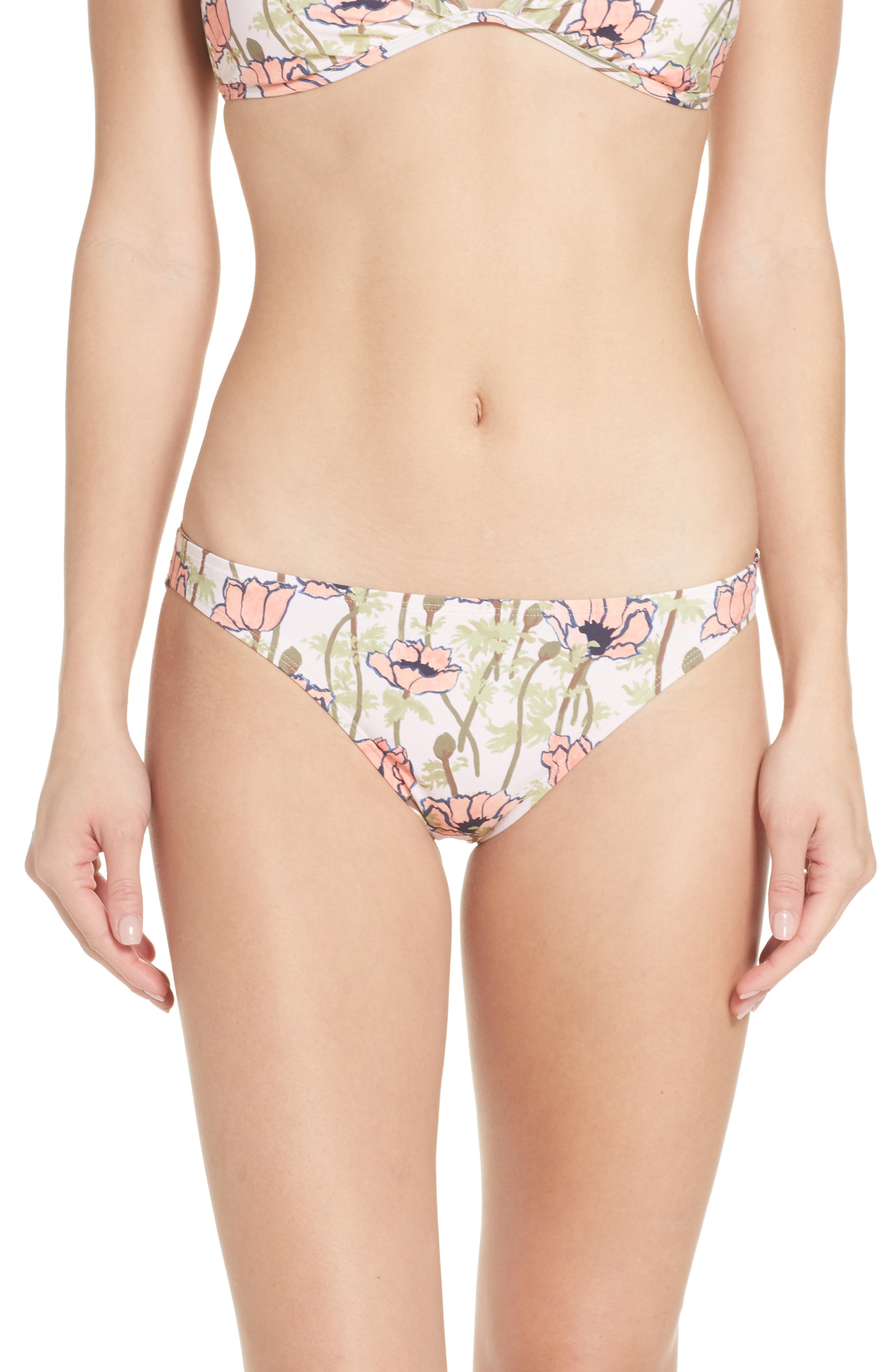 Tory Burch Floral Print Hipster Bikini Bottoms, Pink
