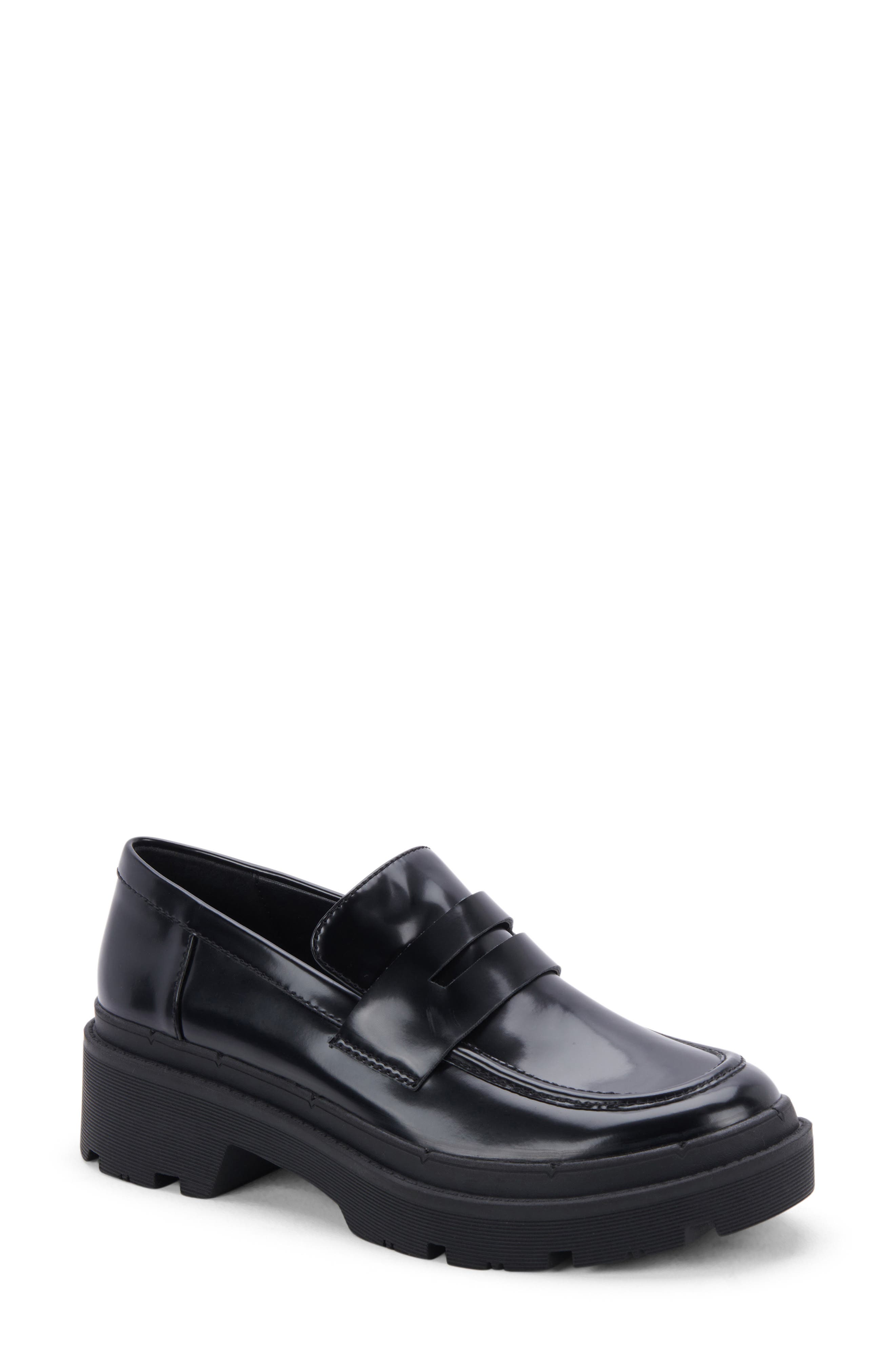 black womens penny loafers