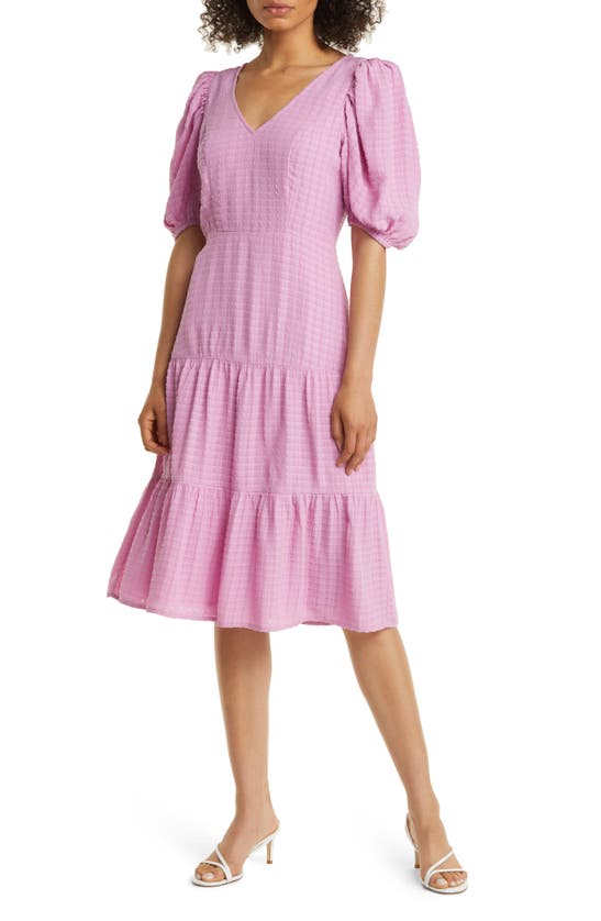 French Connection Birch Tiered Cotton Seersucker A-line Dress In 50-summer  Lavender | ModeSens