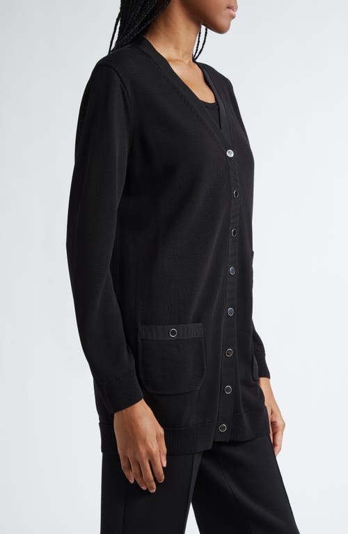 Shop Lafayette 148 New York Three-pocket Long Cardigan In Black