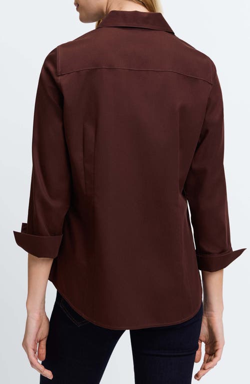 Shop Foxcroft Taylor Fitted Non-iron Shirt In Chicory Coffee