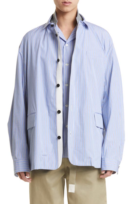 Sacai Thomas Mason Cotton Poplin Jacket In Blue | ModeSens