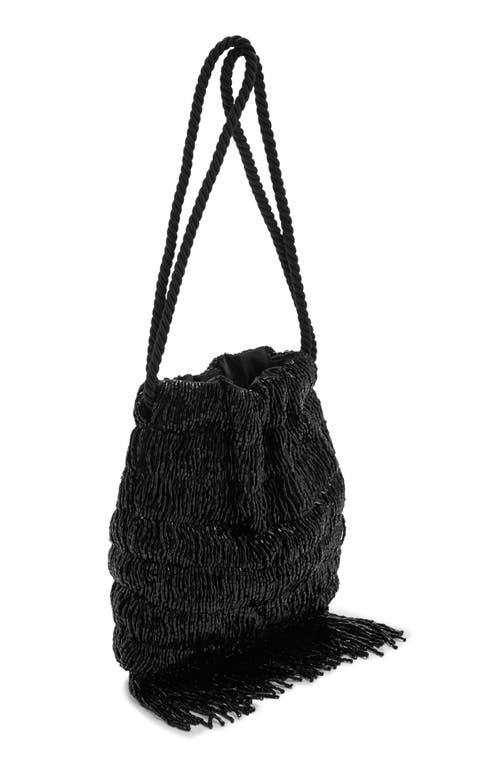 Shop Mango Fringe Beaded Bag In Black