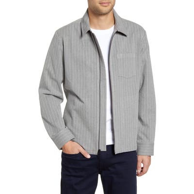 Calibrate Pinstripe Modern Fit Shirt Jacket, Grey