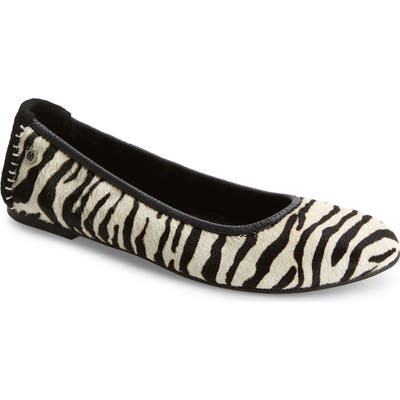 Minnetonka Anna Genuine Calf Hair Ballerina Flat, Black