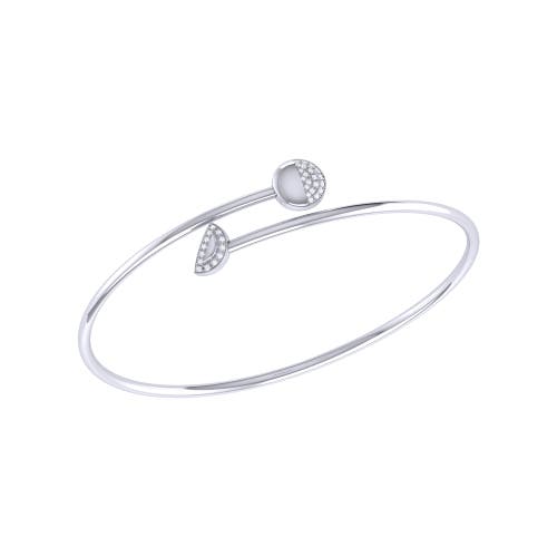 Luvmyjewelry Moon Stages Adjustable Diamond Bangle In Sterling Silver In Silver