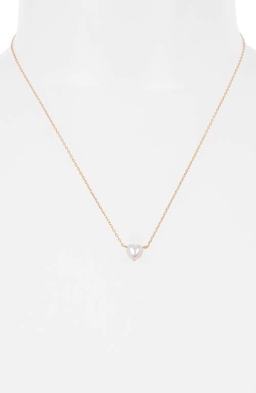 Argento Vivo Sterling Silver Faux Pearl Heart Pendant Necklace In Gold
