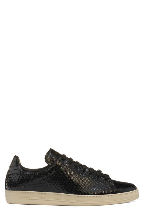 Shop Tom Ford Warwick Python Embossed Low Top Sneaker In Black/cream