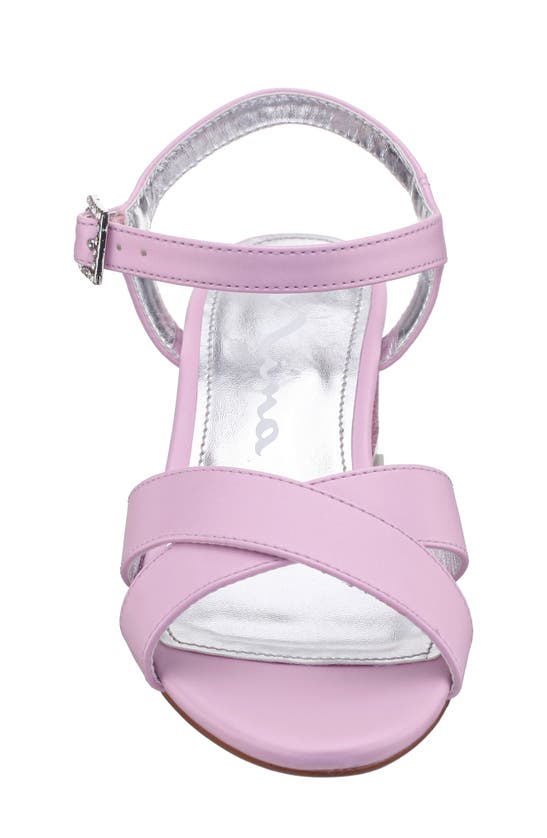 Shop Nina Kids' Valentin Ankle Strap Sandal In Pink Smooth/ Glitter