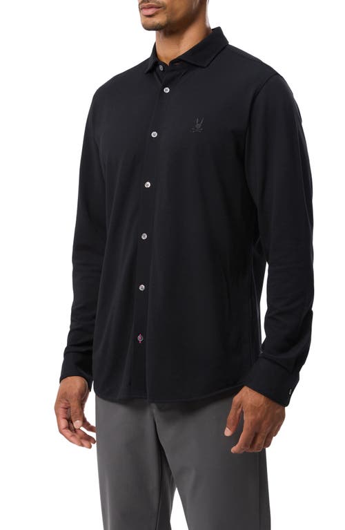 Shop Psycho Bunny Austin Piqué Knit Button-up Shirt In Black