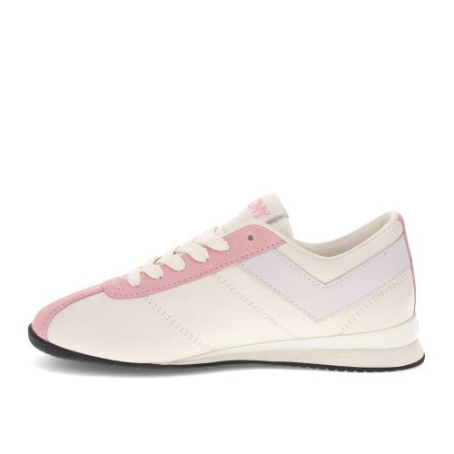 Pony Womens Ko-80 Low Genuine Leather And Suede Premium Lace Up Athletic Sneaker Shoe In Snow White/coral Blush/grey