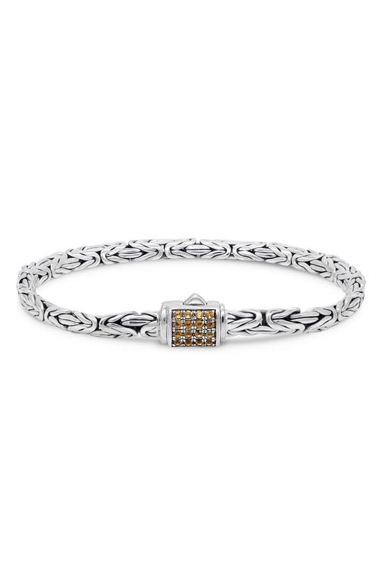 Shop Devata Sterling Silver Semiprecious Stone Chain Bracelet In Silver Yellow