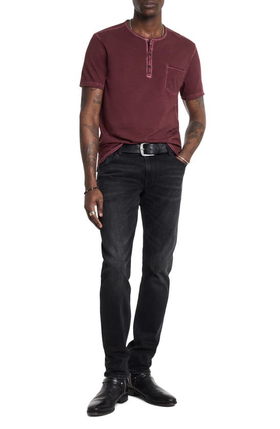 Shop John Varvatos Sublime Wash Cotton Henley In Dark Plum