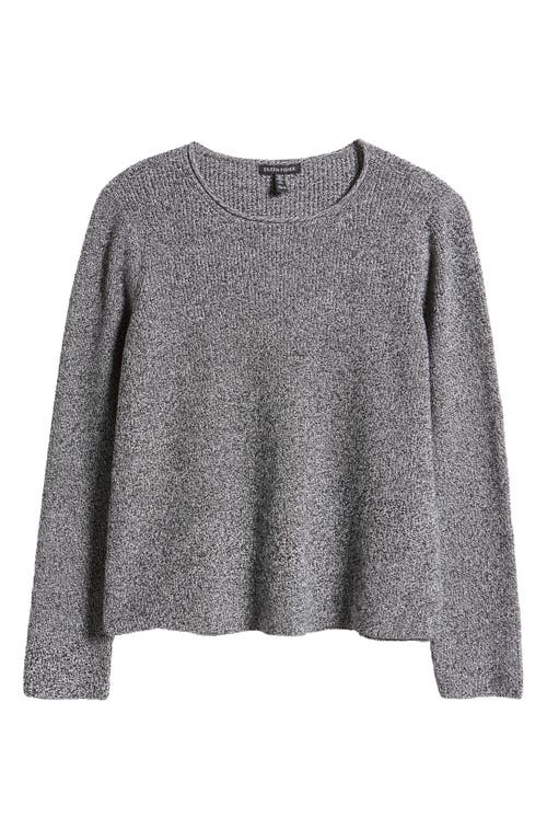 Shop Eileen Fisher Crewneck Organic Cotton Sweater In Black/ivory